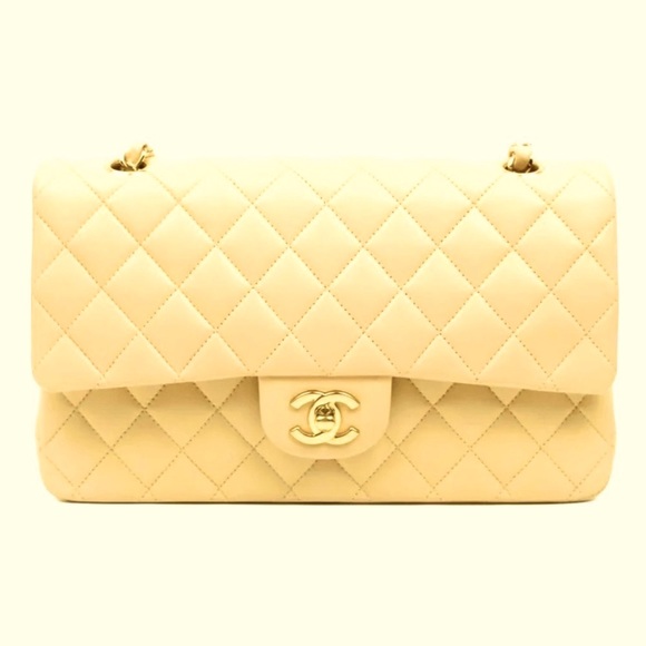 SOLD $6️⃣5️⃣0️⃣0️⃣ Chanel Lambskin Beige Clair medium Classic double flap - Picture 4 of 11